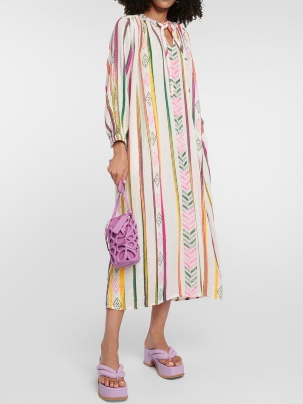 Velvet by Graham and Spencer Peyton Jaquard Striped Multicolor Maxi Dress S midi